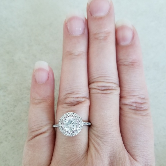 Sterling Pink Halo 1ct Solitaire - Picture 7 of 8